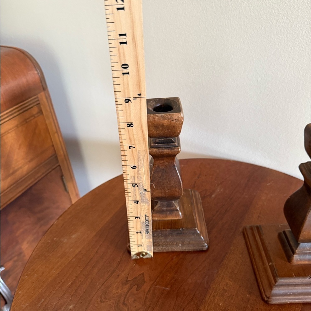 Vintage Wood Square Candle Holders Country Farmhouse Cottagecore - Picture 6 of 7